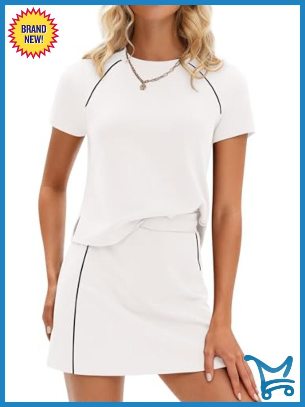 2 Piece Skirt Set Short Sleeve Top Skorts Matching Workout Outfits